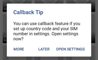 When starting glocom GO for the first time you will see tip about callback as below.