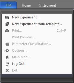 To open the dialog, you can perform one of the following: click the New Experiment icon on Main Menu or the Home tab select File New Experiment on the Ribbon bar right-click on the User Folder