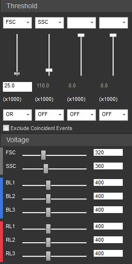 Optimize instrument settings for unstained control 1. Double-click UC (i.e., unstained control) under Compensation in the Experiment Explorer.