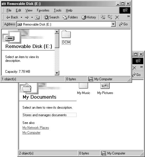 2 Double-click the My Computer icon on the desktop to open it. 3 Double-click the Removable Disk icon to open it. The DCIM folder is displayed.