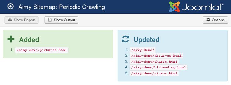 The default view provides a short report on the last crawl, along with all errors that may have occurred during the crawl and a short help: Once a