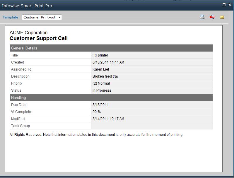 Figure 6 - Print Preview Email Feature The email feature allows you to send the print-out as