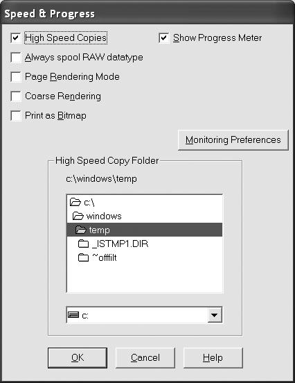 98 Printing with Epson Drivers for Windows Setting Monitoring Preferences and Optimizing Print Speed You can choose when and how you want to be notified of problems, whether you want a Status Monitor