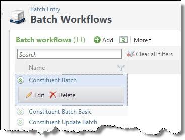 BA TCH CONFIGURA TION 22 The Batch workflows grid displays the batch workflows in your database.