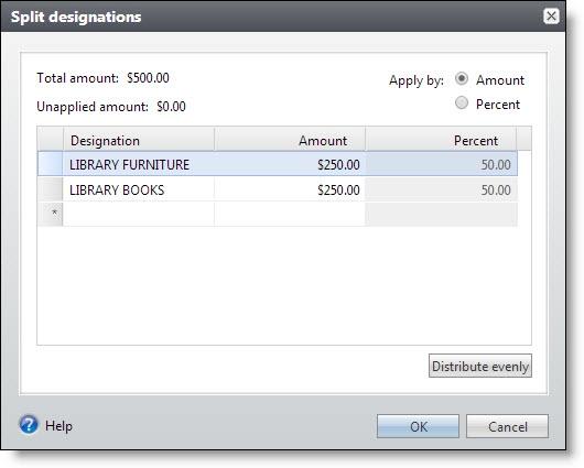 78 CHAPTER 3 Split designations for a transaction in a batch 1. On the batch data entry screen, in the data entry grid, select the transaction to apply to designations.