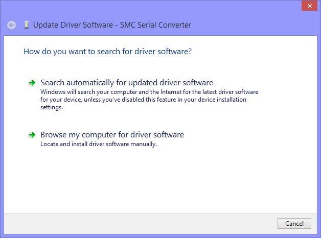 * The "Update Driver Software" may not be displayed when the automatic retrieval