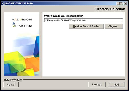 Step 8 Select the directory which you want to use for application installation in the Directory Selection window, and then select Next.
