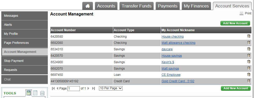 Q: How do I view my transaction history? A: From the Accounts screen, click the account you wish to view. Your transaction history should appear.