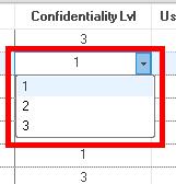 The Confidentiality Level column enables users to assign a single confidentiality level to users throughout the clinical application.