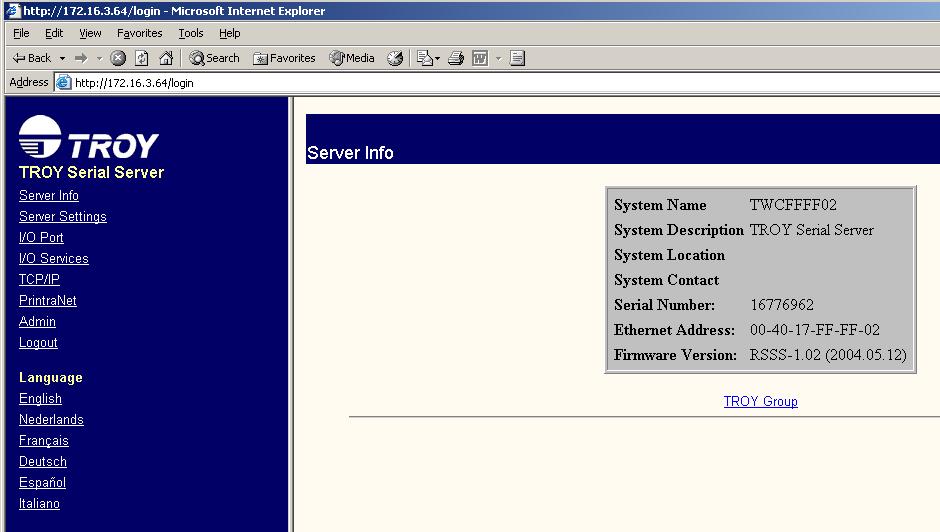 USING THE WEB BROWSER INTERFACE TO CONFIGURE THE SERIAL SERVER (NON-WINDOWS SYSTEMS): To configure the Serial Server using non-windows operating systems (e.g., Unix systems), a standard web browser (e.