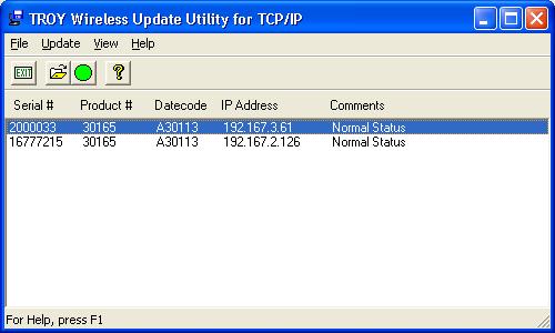 5. Select the desired Serial Server to be upgraded, click on the green icon, or click on UPDATE