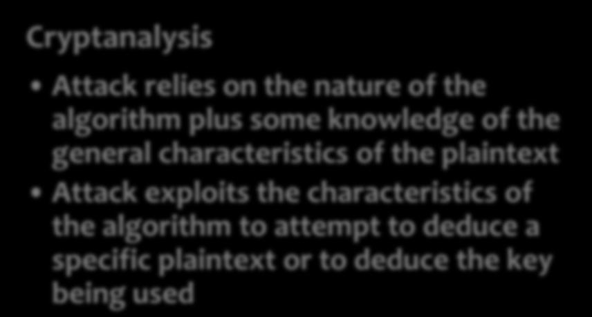 the general characteristics of the plaintext Attack exploits