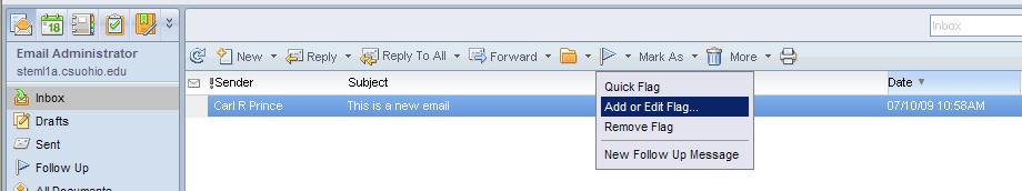 Select the email to be flagged 2.