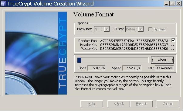 Formatting the Volume While the Volume is being formatted, the following screen will be displayed.
