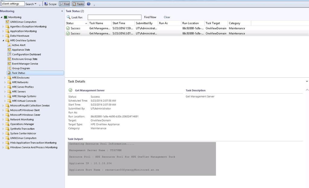 Procedure Select HPE OneView Web Console from the Tasks panel. A web browser opens the HPE OneView web page of the appliance.