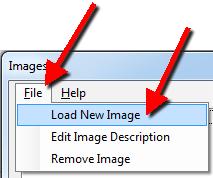 4. To add a new image click the File menu and then Load New Image.