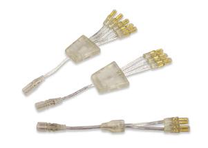Wire: 22/2 AWG. Dimensions: 8.5 x.6 x.3 in. (L x W x H) Connector width:.3 in. ** Products available in 25x and 5x pack bulk quantities.