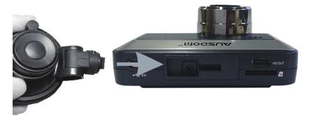 Insert the mounting bracket into the mount socket located on the top of DVR Camcorder Recorder and slide sideways until the mounting bracket is mounted on the DVR Camcorder