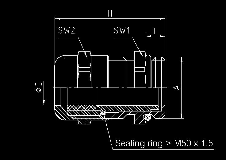 EMC cable gland GMS EMC M/ML/MW Metric thread EMC cable gland GMS EMC M/ML/MW Dome nut Brass CuZn39Pb3, nickel-plated Lamellar insert Polyamide PA6 V-2 Sealing ring Polychloroprene-Nitrile rubber