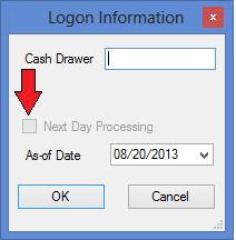 Disable Allow Cash Drawer To Be Automatically Filled In If this option is selected, the cash drawer is not automatically filled in by the system when logging off for the day.