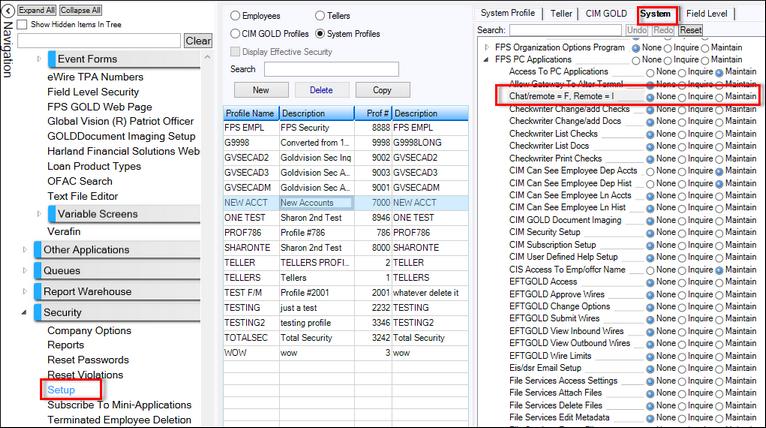 174 Remote Override Security > in the CIM GOLD tree view Remote Override allows a teller to send a transaction electronically to another employee for the override.