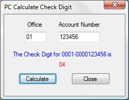 236 Functions PC Calculate Check Digit CIM GOLDTeller Functions menu > PC Calculate Check Digit The check