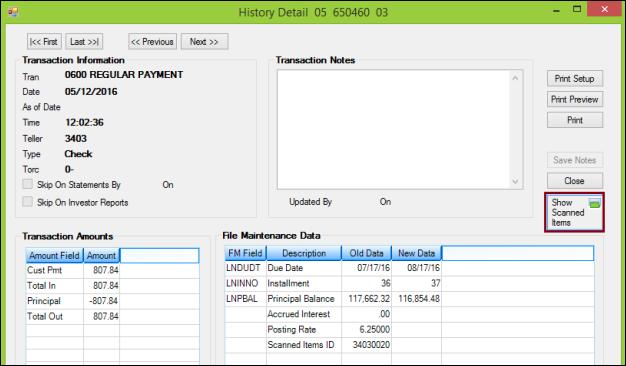 Access the history for the date(s) of the transaction. CIM GOLD > Loans > History, Detailed History tab 3.