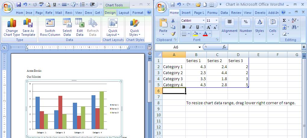 Edit the data in the Excel screen. Your chart in Word will update appropriately. When finished with modifying the data, you can close Excel. 5.