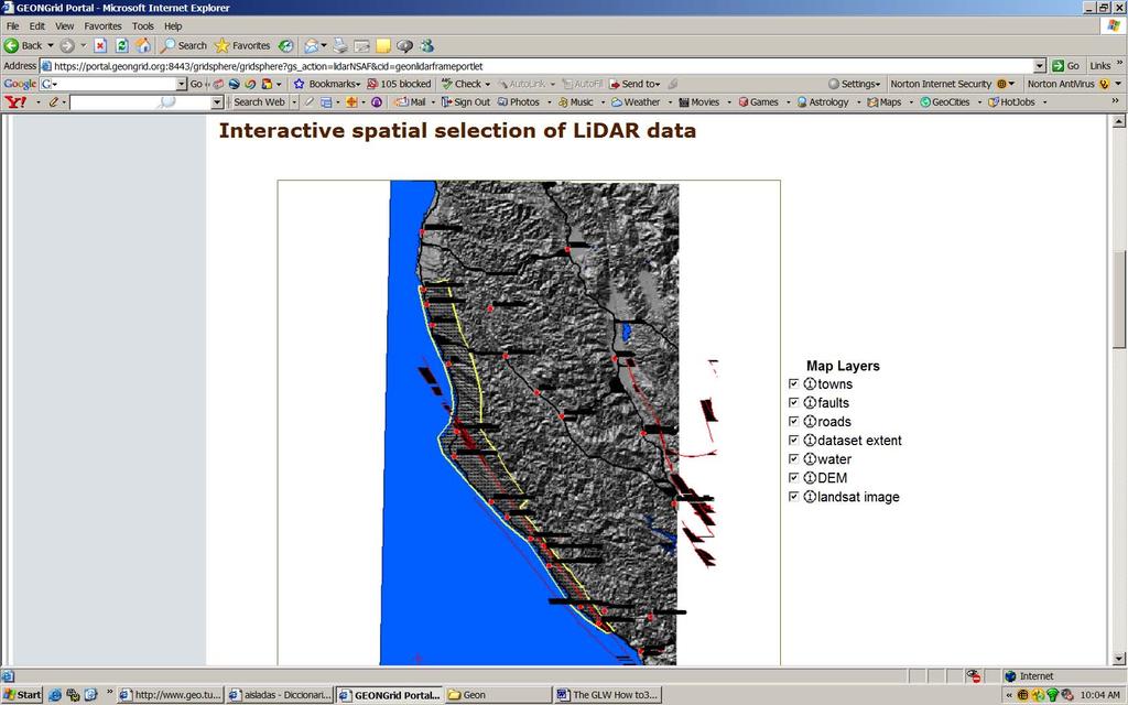 Step 5 Selecting the Data This page contains the spatial selection tool for the LiDAR NSAF data set. There is two ways to select the data you want.