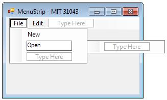 Adding Your Own Menus To add a menu item, click the box labeled Type Here and type the name of the menu.