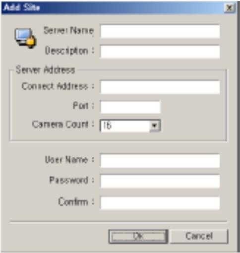 Item Name Description Connect Address Port Camera Count User Name Password Description