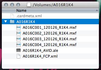 Exchange (ALE) file. 5.4.1 File Names The file-naming scheme is identical for QuickTime and MXF files. Only the file suffix differs. A016C001_120126_R1K4.