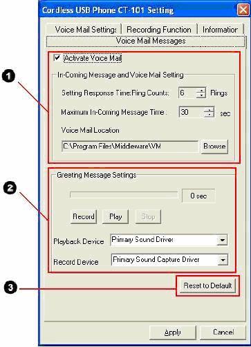 User can setting how many rings to enter the voice mail box while no one answer or pick up in-coming call Maximum In-coming Message Time.
