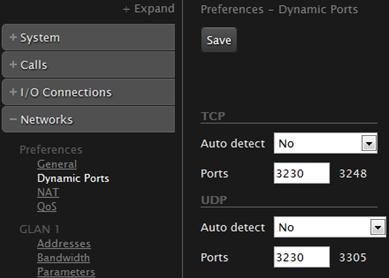 Figure 6: Configuring the TCP or UDP port range from the web interface 2.