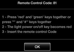 Using the keypad, type the number you just entered in the Remote control code field. Important: You must always use two digits for a code. For example, to set the code to 1, enter 01.