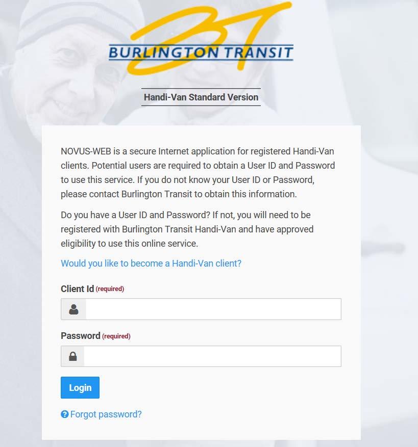 Welcome to Handi-Van s online trip booking tool called NOVUS-WEB 1 This quick guide has been created to help you with the new web booking and account management tool.