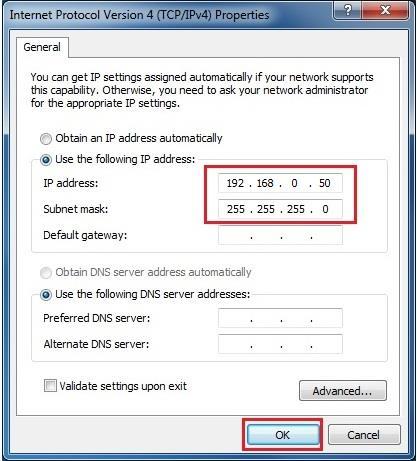 2. In the properties, change the PC s IP address, within the same sub-network of your access point s default IP, along with the appropriate subnet mask.