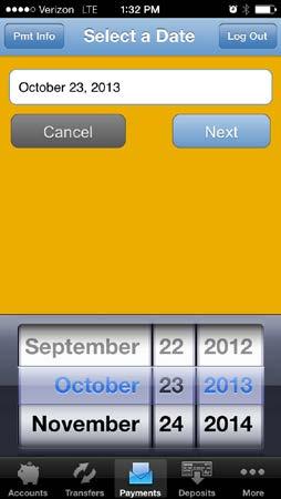 PAYMENTS (continued) Step 6: The date field at the top of the screen automatically fills in the