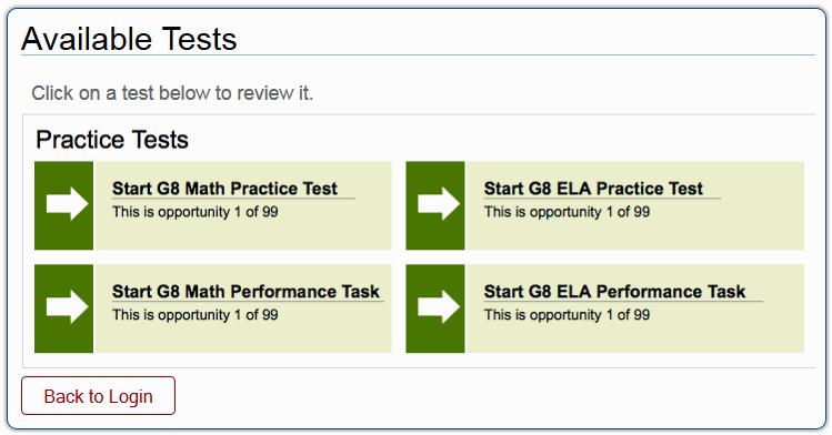 Choose a Test Grade Page To select a grade: 1. From the Student Grade Level drop-down list, select the required grade level. 2. Click Next.