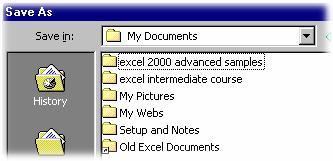 PAGE 10 - ECDL MODULE 6 (USING OFFICE 2000) - MANUAL Click on the down arrow to the right of the Save in section of the dialog box, which will display a drop down menu, as illustrated.
