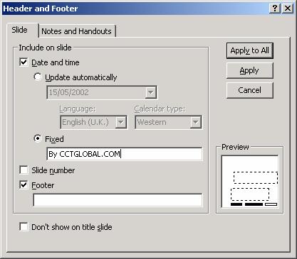 PAGE 31 - ECDL MODULE 6 (USING OFFICE 2000) - MANUAL To remove a graphic from a master slide Switch to Slide Master view (by clicking on the View drop down menu, selecting Master, and then from the