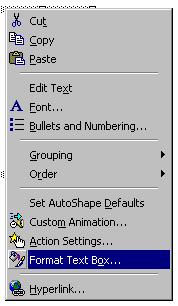 PAGE 38 - ECDL MODULE 6 (USING OFFICE 2000) - MANUAL Select Alignment from the Format menu. A submenu is displayed containing various options. Select the option you require.