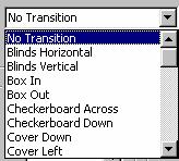 PAGE 72 - ECDL MODULE 6 (USING OFFICE 2000) - MANUAL 6.5.2.1 Add transition effects between slides. Change transition effects between slides.
