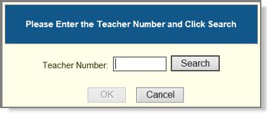 If applicable, the Administrator can search for a different educator by clicking on the Search tab.