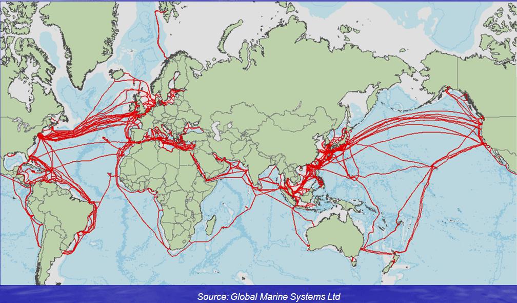 32 Resilience of European Networks Figure : Global Submarine Cable routes Global Submarine Cable routes Source: International Submarine Cable Protection Committee The requirement of considering the