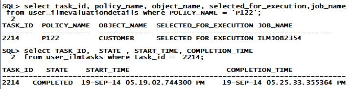 Execute the policy immediately Check the task status : policy_name: P122, task_id: 2214, the