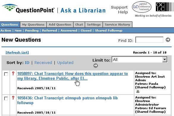 It is located under the Questions tab in the Ask a Librarian module. Questions in this list need follow-up.