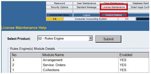 Rules Engine Set Up Rules Engine is available when 619 = 1(Proprietary) Module (ex: Service