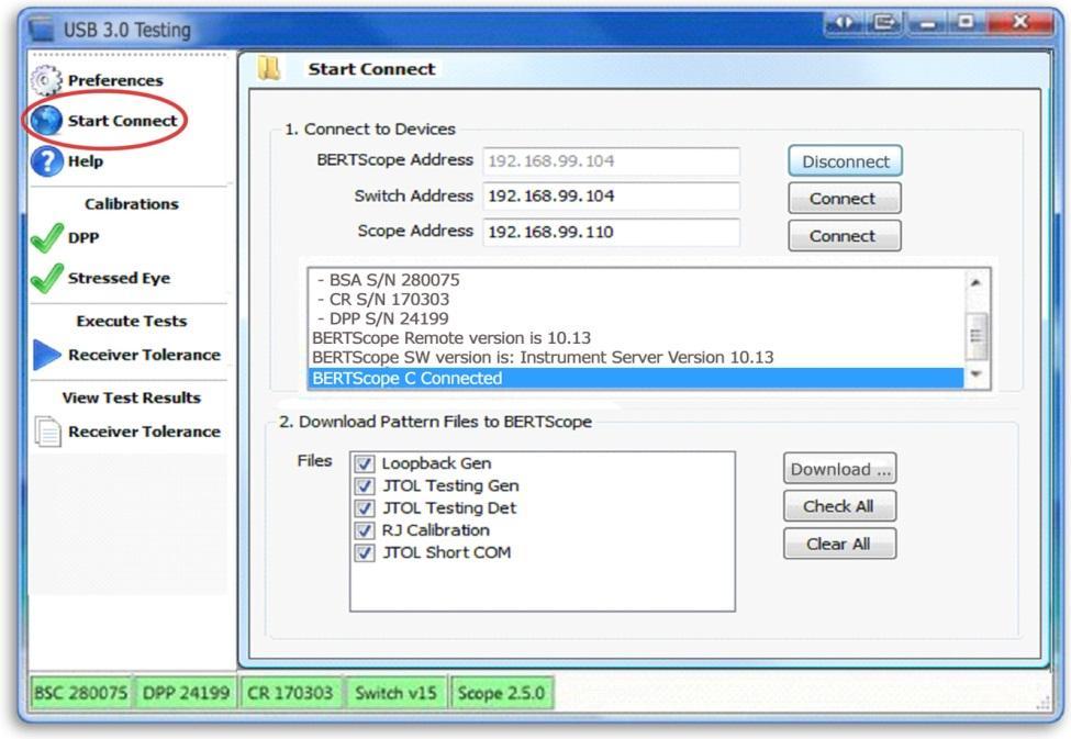 Press Start Connect on the USB 3.0 Testing software navigation panel to connect to other devices.