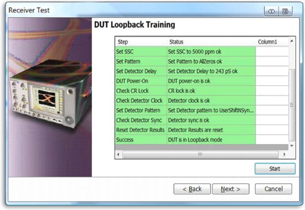 5.2.4 DUT Loopback Training Figure 26: Loopback Training For a Device DUT, use the "Use Warm Reset" feature, selectable in the Loopback Preferences dialog.